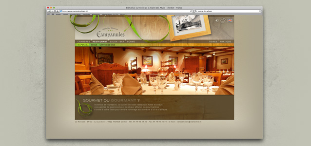 Page restaurant du site de l'hotel Les Campanule