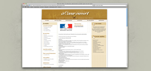 Page d�marches administratives du site de la Mairie des Allues
