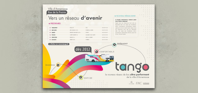 Panneau informatif Tango, le nouveau r�sau de bus BHNS de la ville d'Annemasse